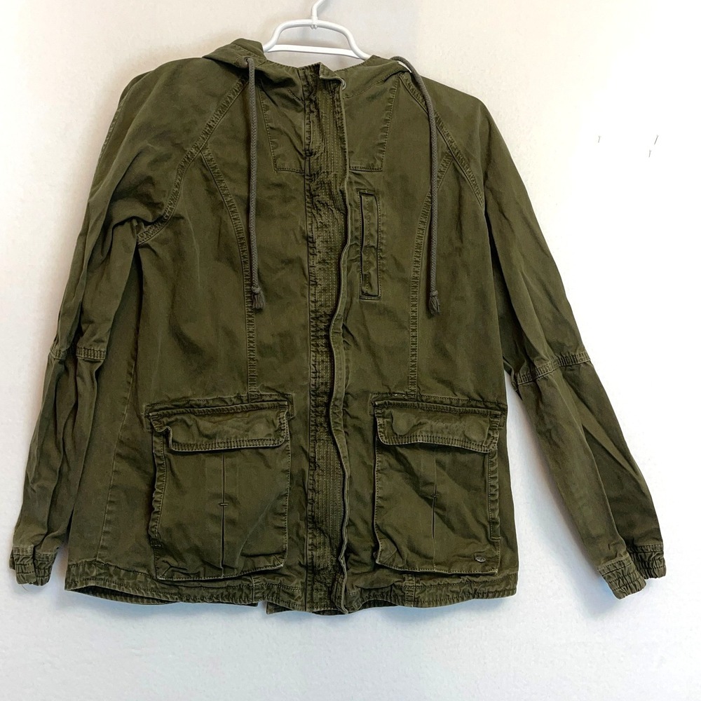 American Eagle Outfitters Hooded Utility Jacket Women Small‎ Lightweight Olive